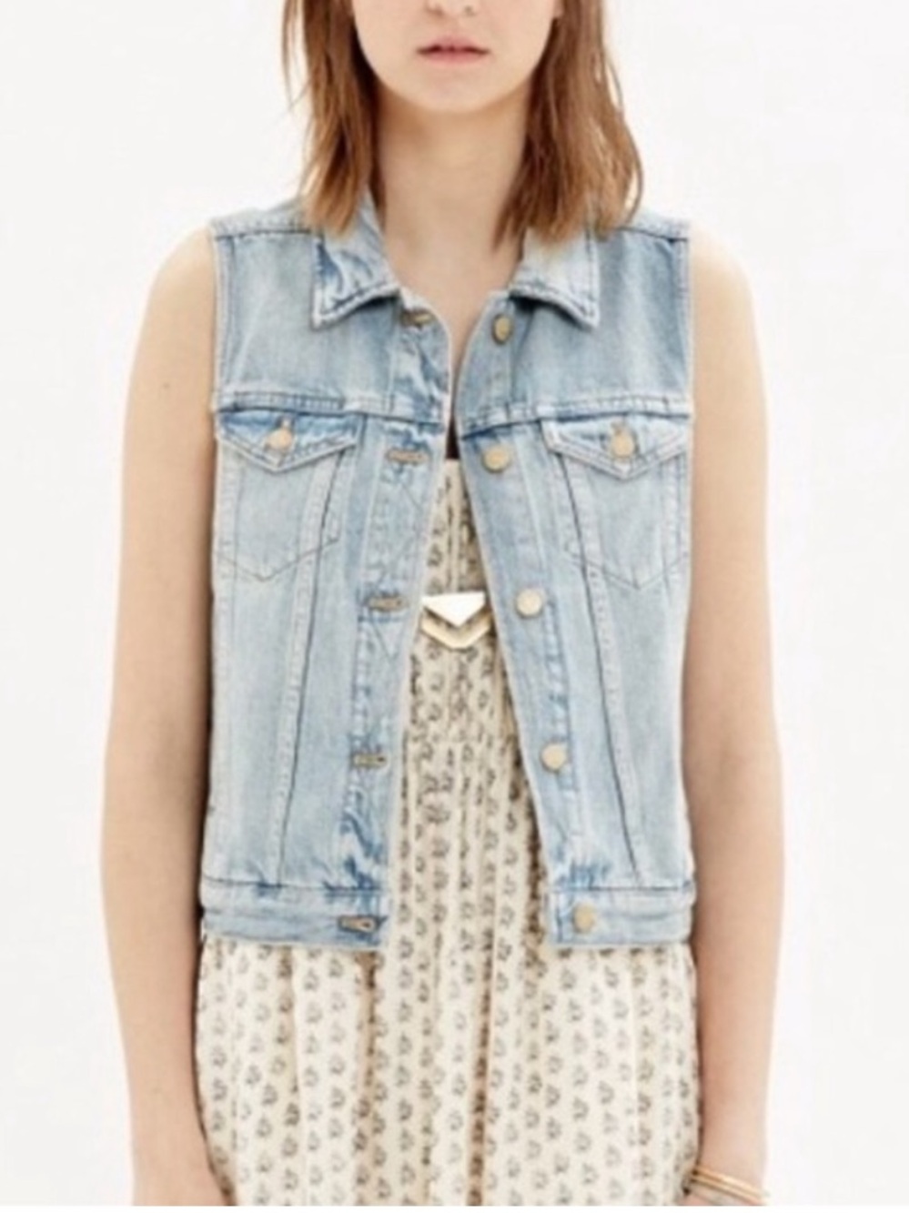 Madewell Light Wash Denim Vest - Size XS